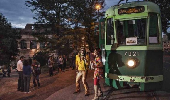 rome nightlife tram tracks