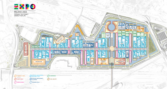 Expo 2015 Milão exposição mapa pavilhões estacionamento entradas palazzo italia