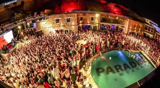 the nightlife of Mykonos Paradise Club