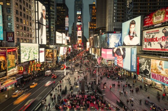 Vida noturna em Nova York Times Square
